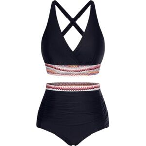 Women’s High Waisted Plus Size Tummy Control Bikini Set
